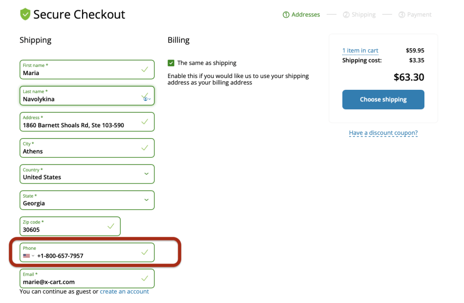 New phone number input
